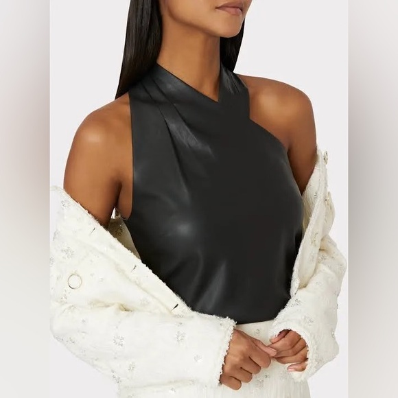 MILLY- Faux Leather Sleeveless Preston Tank - Picture 1 of 7